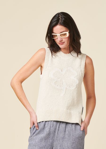 Pull sans manches | beige "taari - oatmilk-light oatmilk"