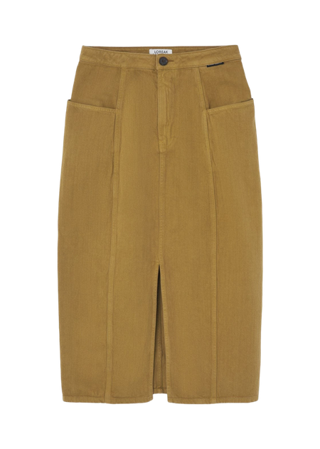 Jupe midi en coton recyclé | ocre "arrola"