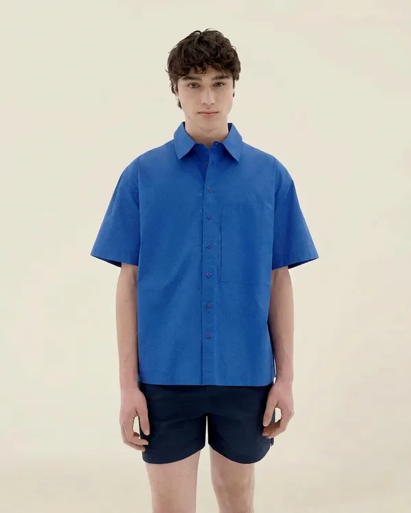 Chemise en coton bio | bleu "indigo kurt shirt", Thinking Mu