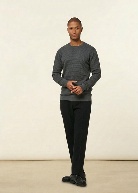 Pullover aus Bio-Baumwolle | Blau "vagn regular bubble knit crew neck - vintage indigo", Knowledge Cotton Apparel, Foto 4