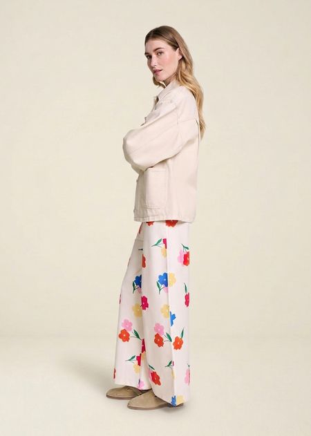 Pantalon ample en coton bio | bouquet "pauline - anémones" - émoi émoi