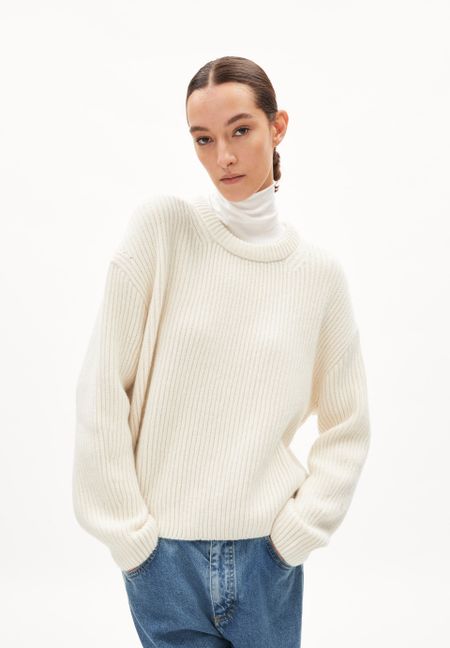 Pull maille en coton et laine bio | écru "naaruko - oatmilk"