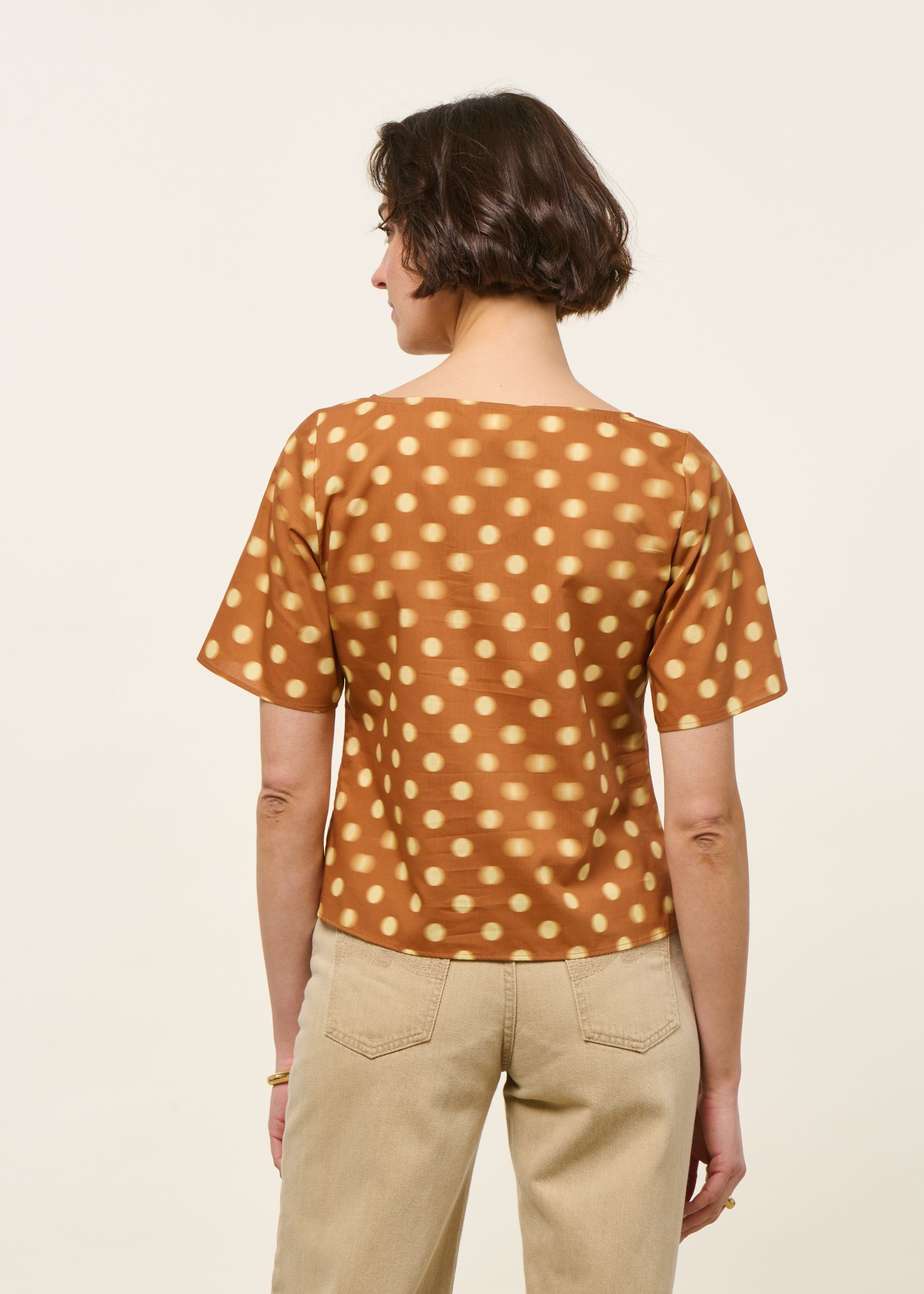 Blouse en coton bio et lyocell | marron "puntets brown leia blouse", Thinking Mu, photo 3