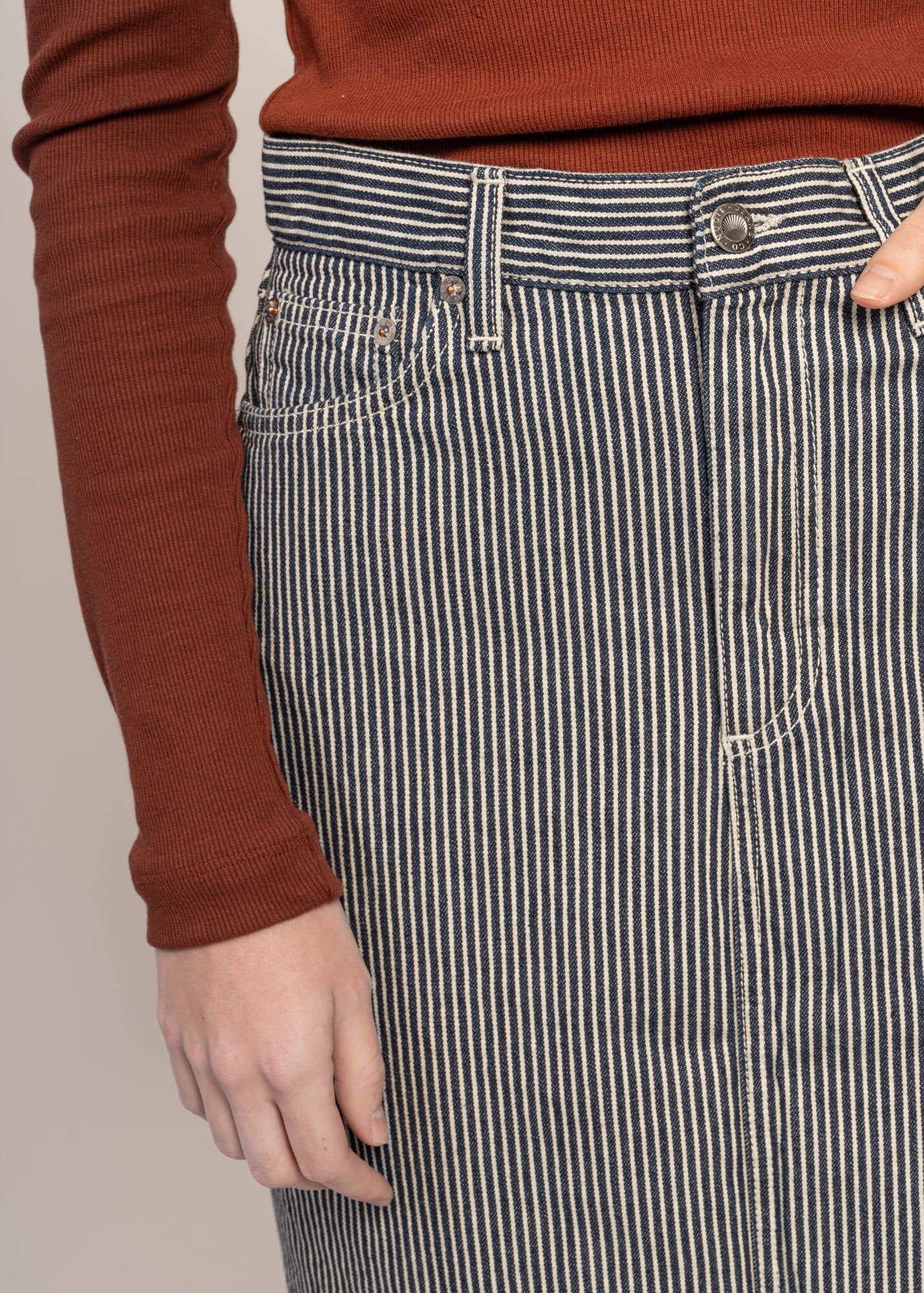 Jeansrock aus Bio-Baumwolle | Gestreift "anna hickory striped skirt blue/offwhite", Nudie Jeans, Foto 3
