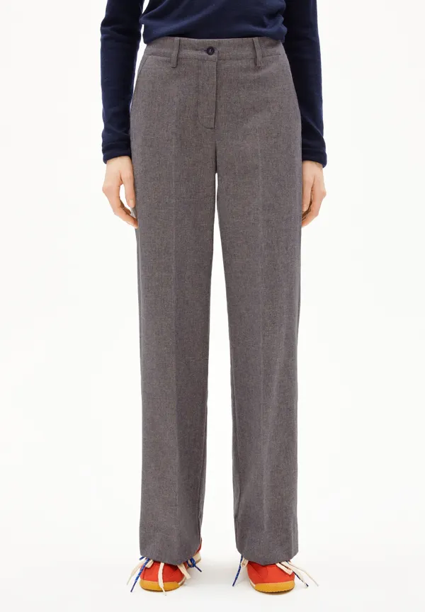 Pantalon droit flanelle en coton bio | gris/marine "leandraa handaas - pure-tinted navy", Armedangels