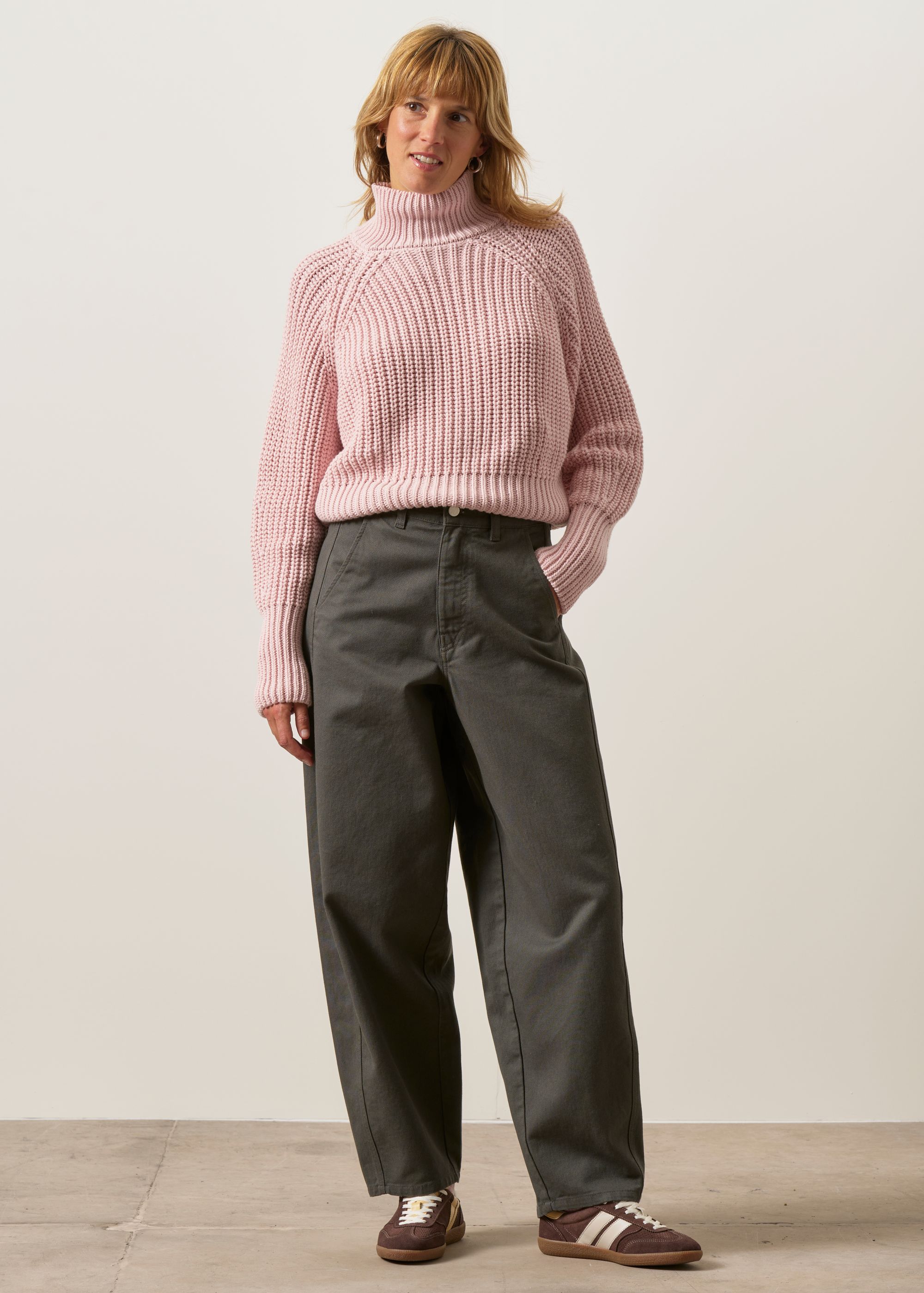 Pantalon ballon en coton bio | gris "Barrel-leg pant - washed grey", Rotholz, photo 3