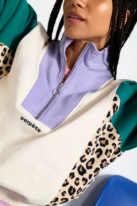 Sweat en coton bio | tricolore "Emma léo vert", Perpète