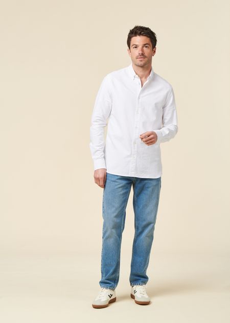 Hemd aus Bio-Baumwolle | Weiß "harald small owl oxford regular fit shirt bright white", Knowledge Cotton Apparel, Foto 3