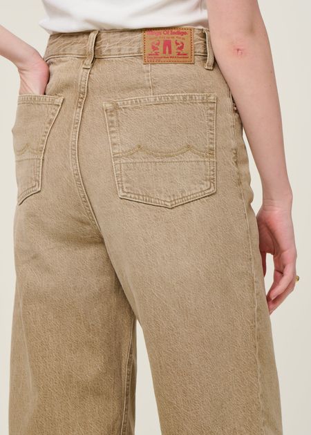 Jean ballon en coton recyclé et bio | beige "leila - jim dark beige" - Kings of Indigo