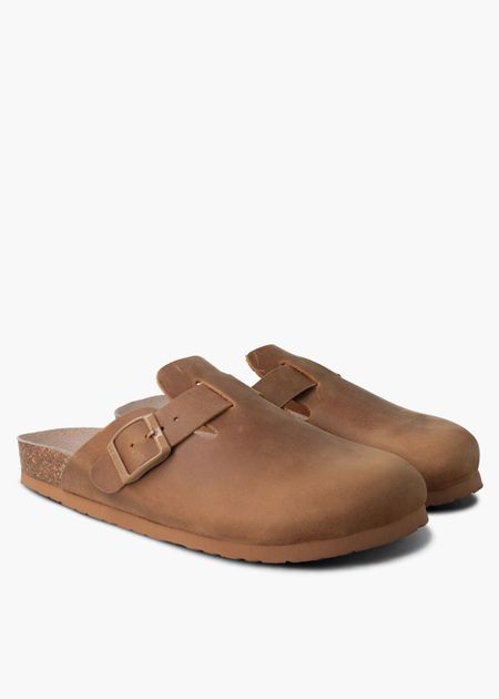 Sabots en cuir certifié | marron "riva apure clay" - Genuins