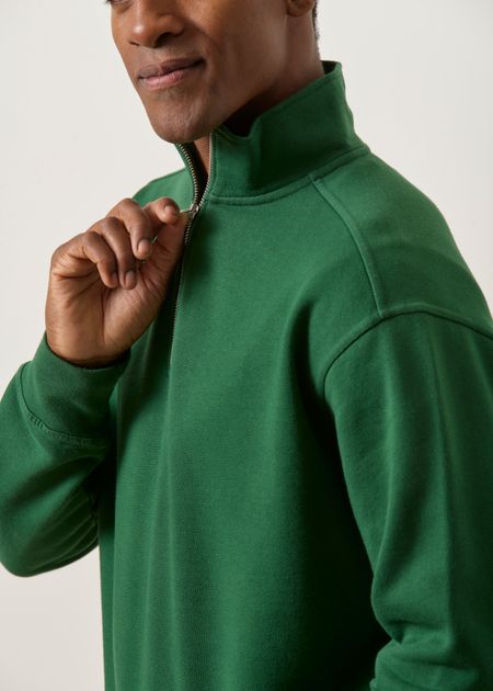 Sweat camionneur col zippé en coton bio | vert forêt - WeDressFair