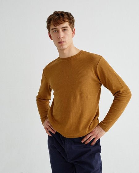 T-shirt manches longues camel en chanvre et coton bio - mo2