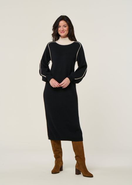 Robe pull en coton bio| noir "larraitz"