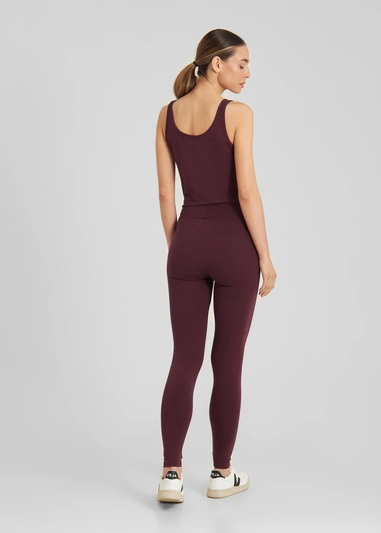 Legging en coton bio et tencel | bordeaux "Tights sanna fig red", Dedicated, photo 2