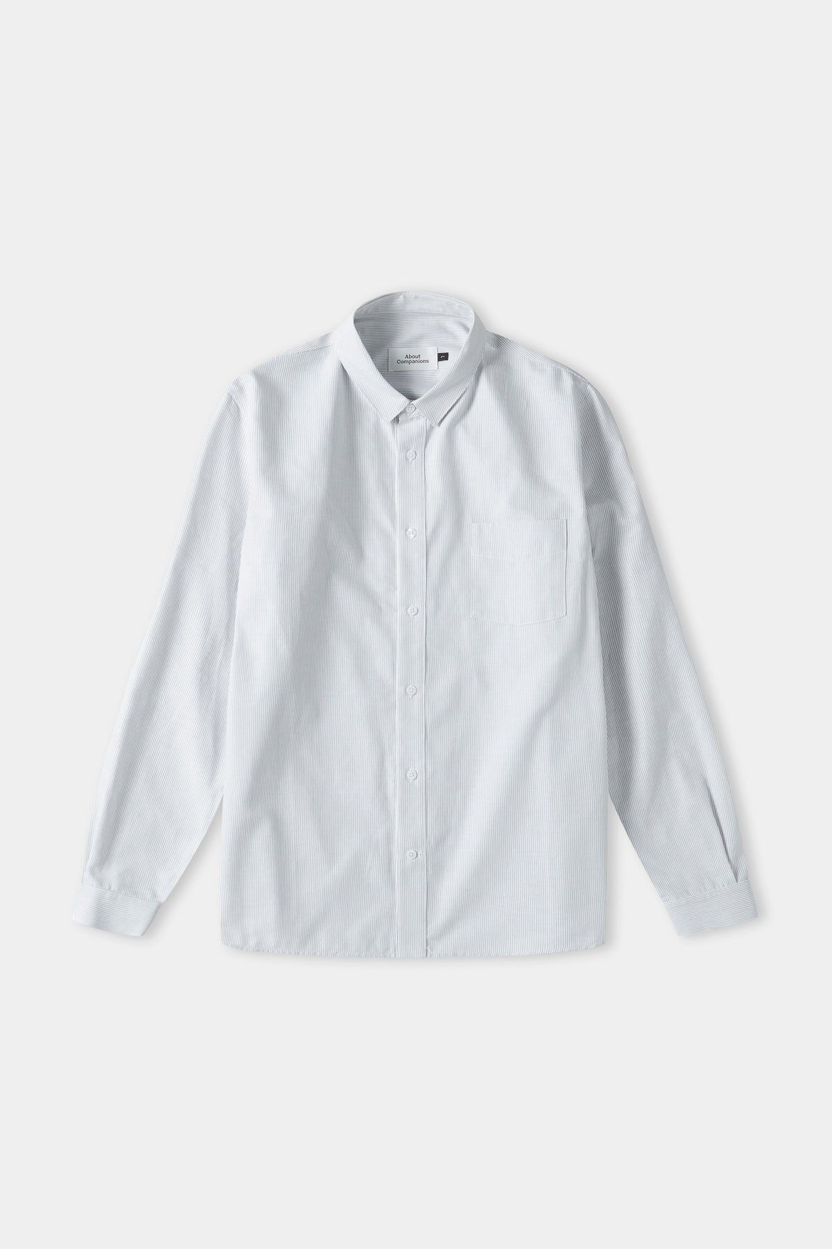 Chemise droite en coton bio | gris rayé "simon shirt - eco oxford striped grey", About Companions, photo 3