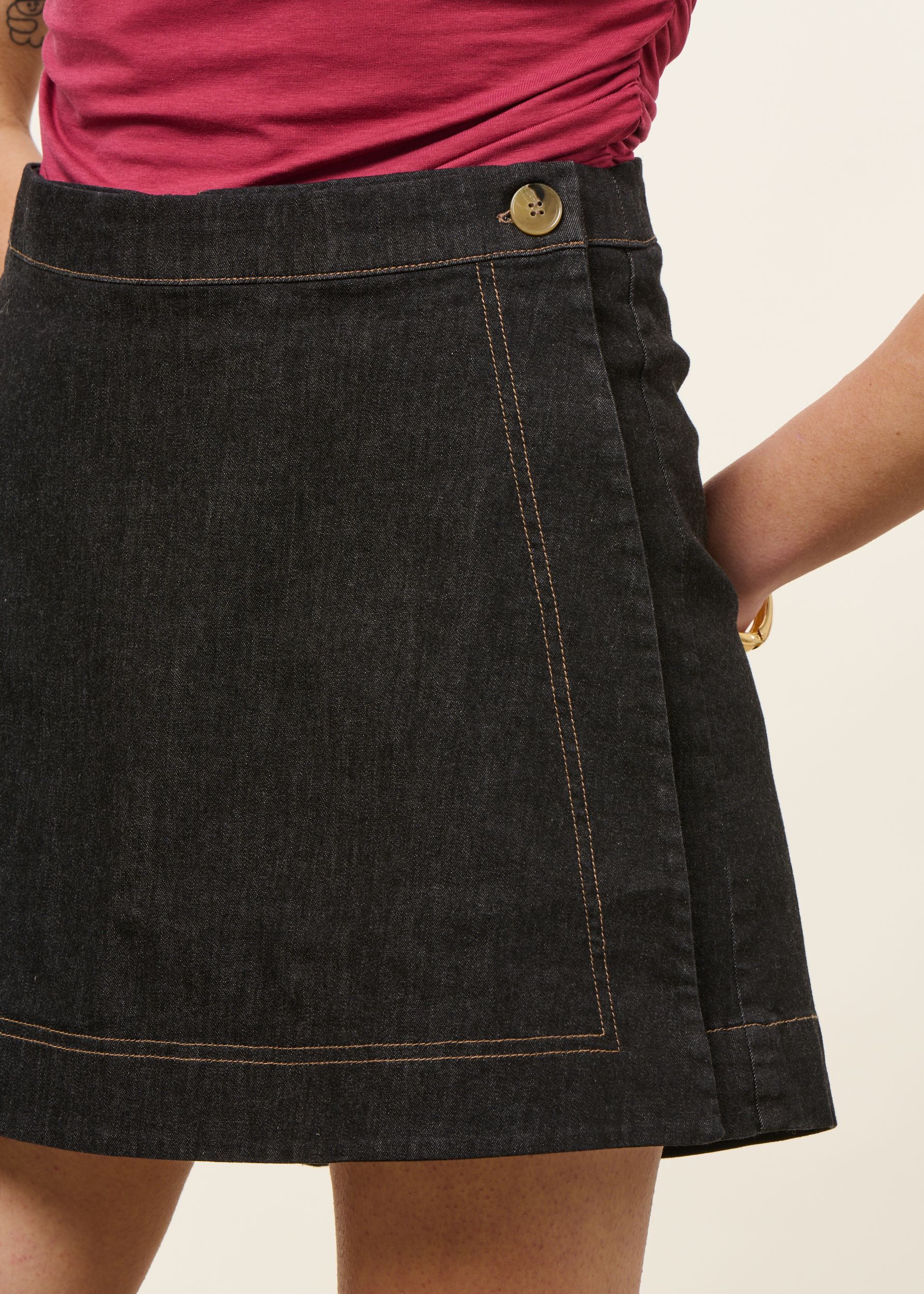 Denim-Hosenrock aus Bio-Baumwolle | Raw "Dotty skort - black", Mademoiselle Yéyé, Foto 2