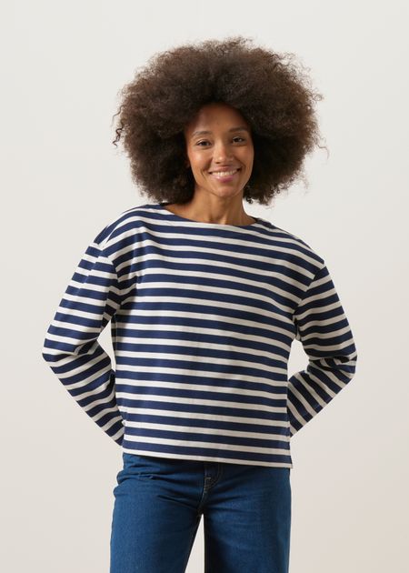 Marinière oversize en coton bio | marine et écru "June" - WeDressFair