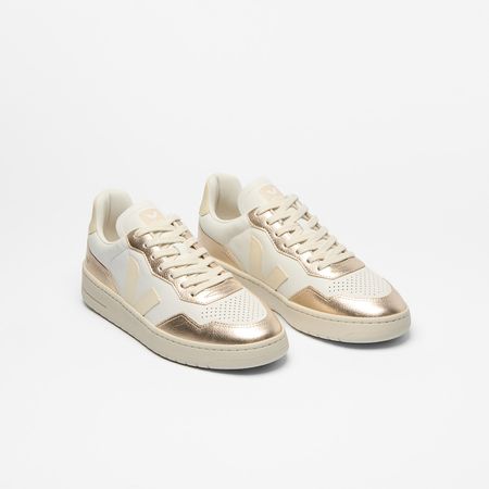 Baskets en cuir | blanc doré "v-90 - white calcaire platine" - Veja