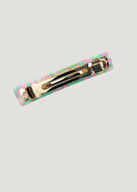Barrette à cheveux en acétate | vert et rose "barrette 9cm - sunny" - 23 Degres