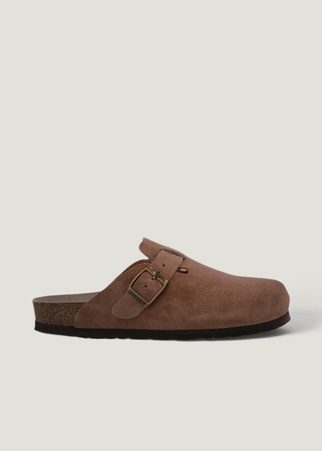 Sabots en cuir certifié | marron "riva velour terra", Genuins, photo 1