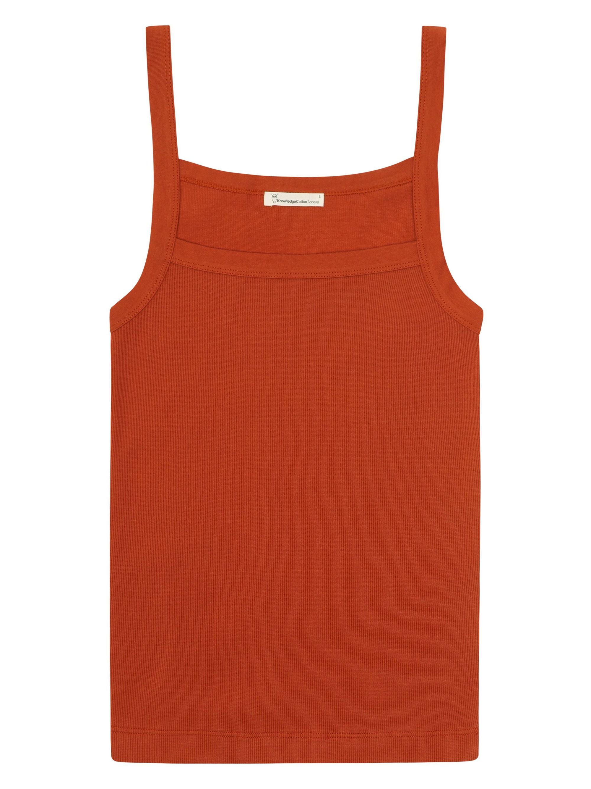 Débardeur en coton bio | rouille "rib strap top - burnt brick", Knowledge Cotton Apparel, photo 3
