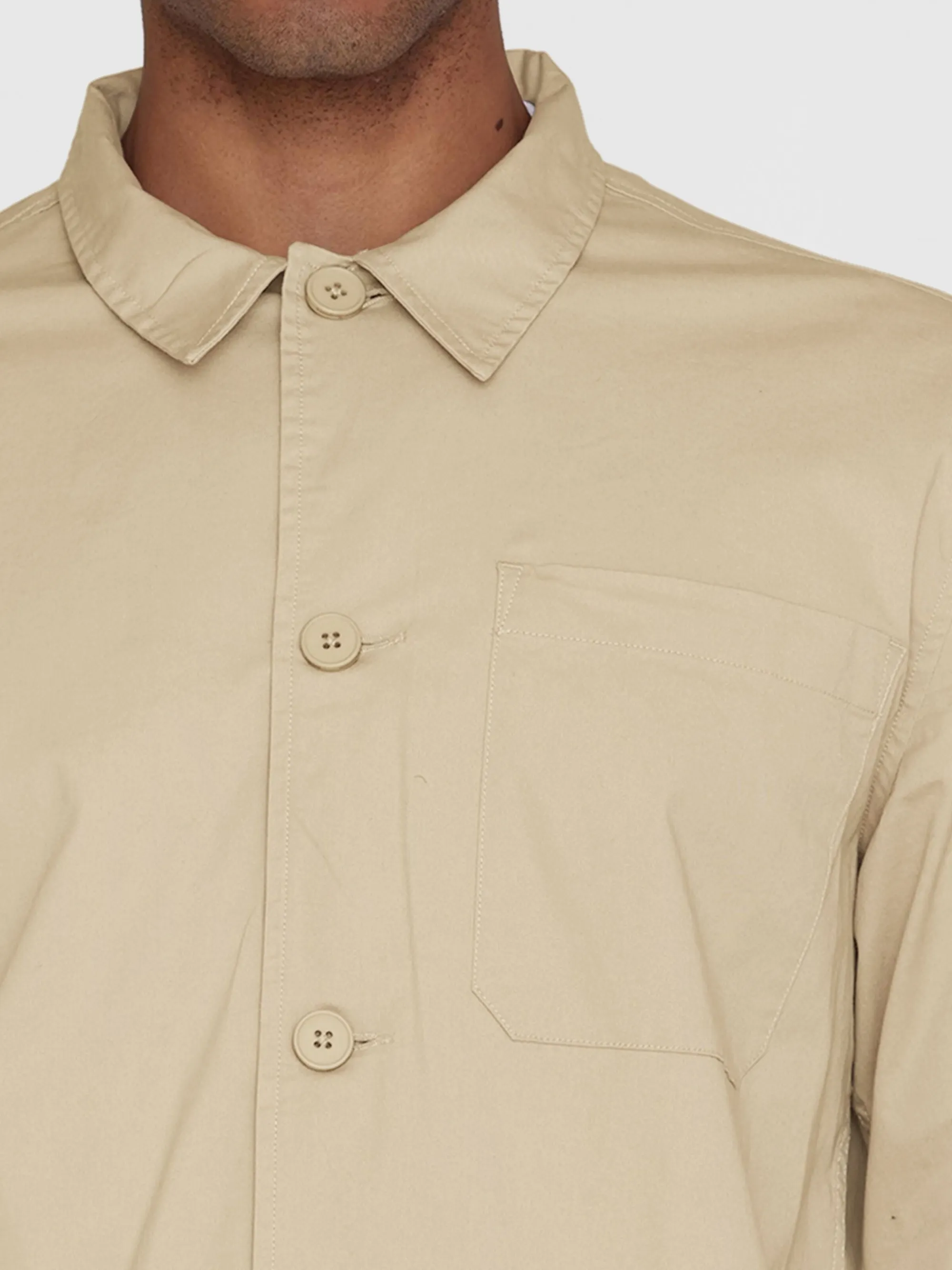 Surchemise en sergé de coton bio | beige "chuck twill overshirt light feather gray", Knowledge Cotton Apparel, photo 2