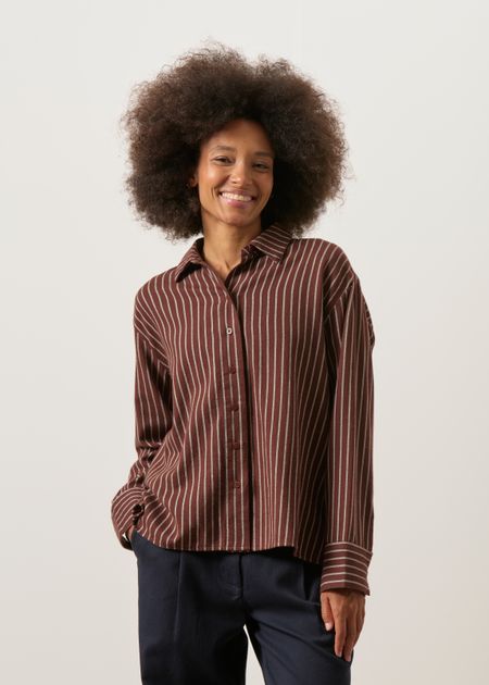 Chemise flanelle en coton bio | multicolore "O'hara brushed stripes manuela blouse" - Thinking Mu
