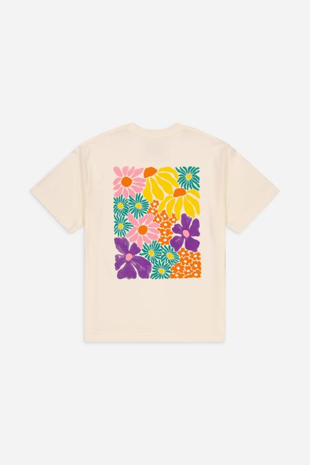 T-shirt brodé et sérigraphié en coton bio | écru "spring ivory"