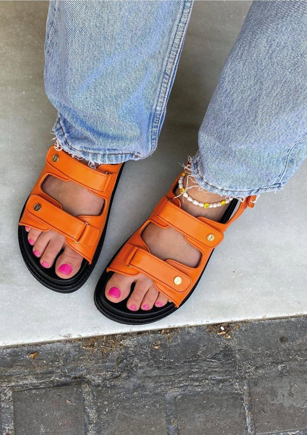Orange Sandalen aus veganem Leder - je m'en fous tangerine, Feners, Foto 3