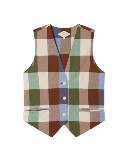 Gilet sans manches en coton bio | multicolore "colorful edith vest" - Thinking Mu