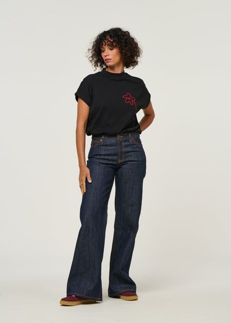 Ausgestellte Jeans mit tiefer Taille aus Bio-Baumwolle | Raw "wide heidi - dry-sunburns", Nudie Jeans, Foto 1