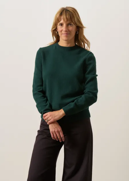 Pull régular en laine mérinos recyclée | vert émeraude, WeDressFair