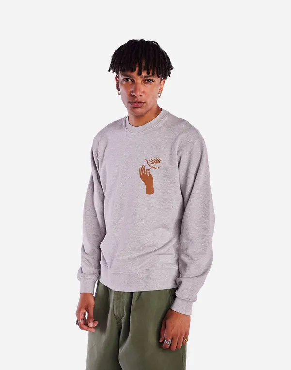 Sweat en coton biologique | gris "sweat labyrinth dahlia gris chine - heather grey", Olow