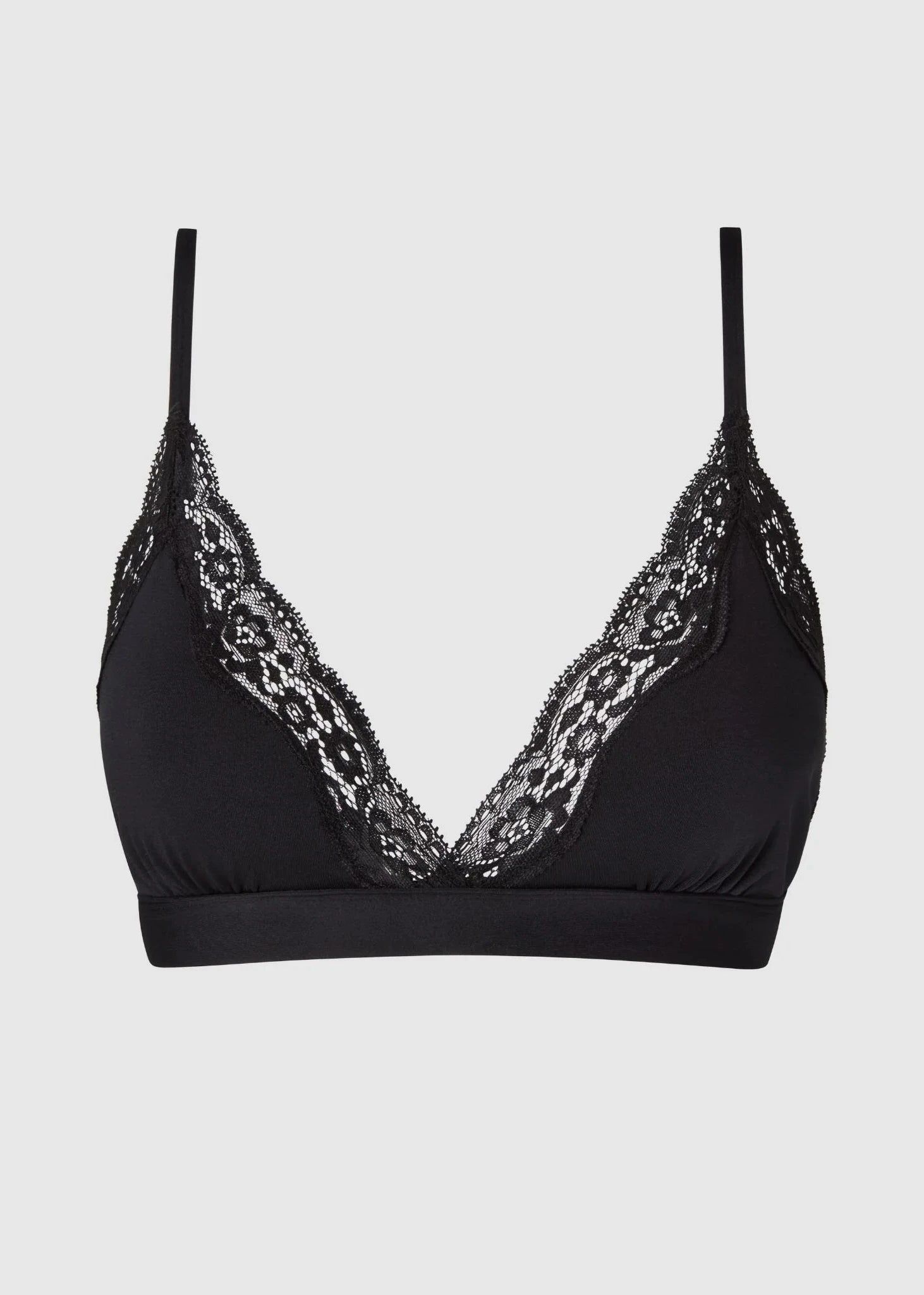 BH aus recyceltem Material | Schwarz "micro lace triangle bralette - black", Understatement, Foto 4