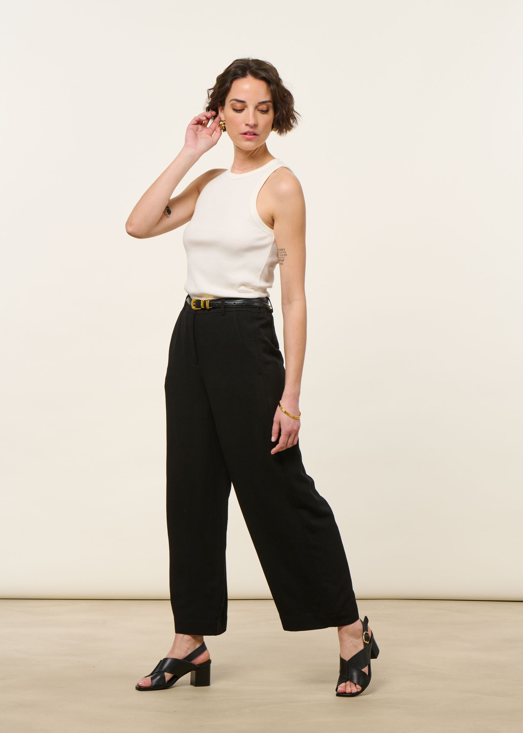 Pantalon ample en ecovero et lin | noir "caarunus lino - black", Armedangels, photo 5
