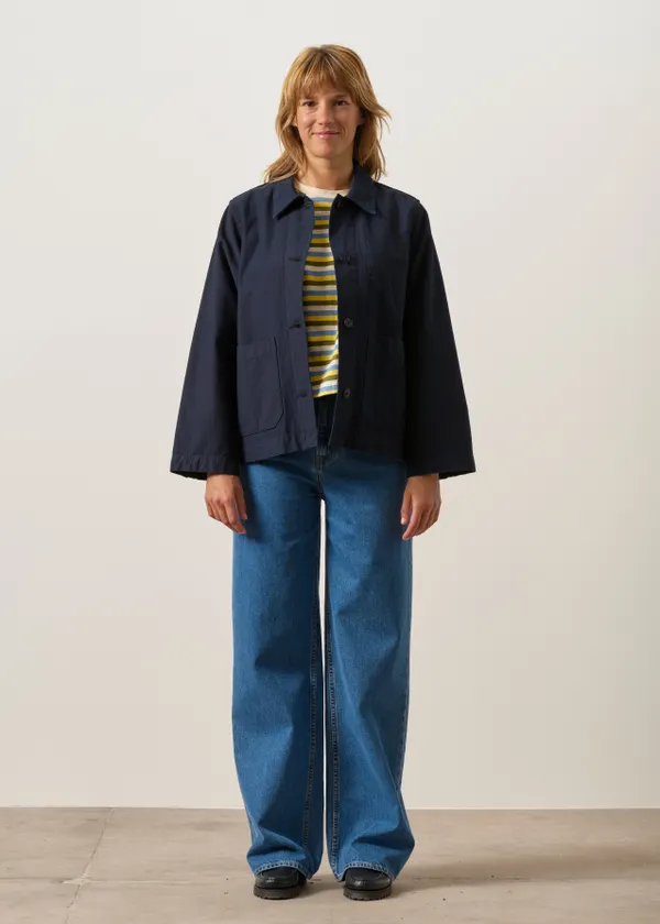 Veste en coton bio | bleu "Lovis jacket back sateen - indigo", Nudie Jeans