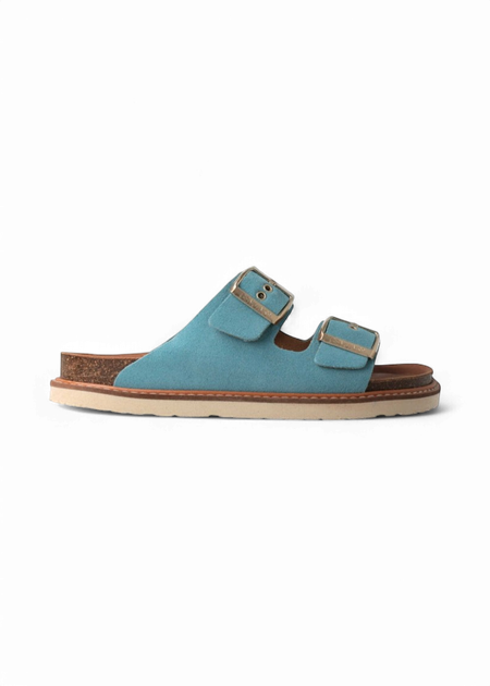 Sandales en cuir suède certifié | bleu "hawaii velour caribe"