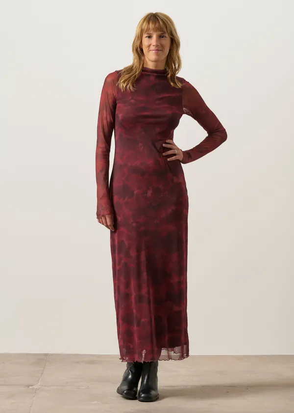 Robe en coton biologique et polyester recyclé | rouge "Zaldi - carmine curl", Jan'n June