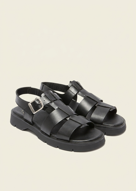 Sandales made in france en cuir tannage végétal certifié | noir "ballast vgt" - Kleman