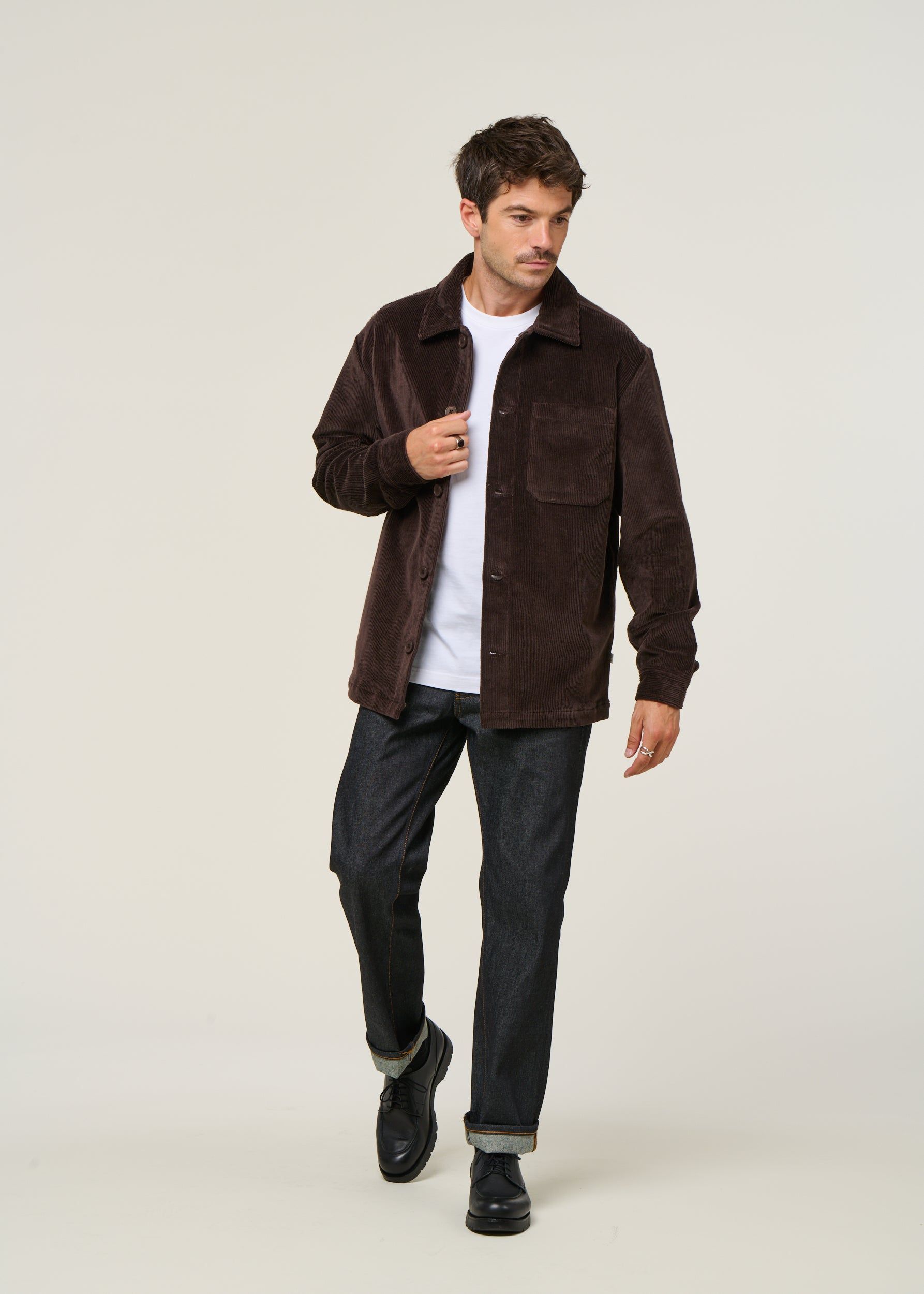 Veste velours en coton bio | marron "corduroy overshirt - chocolate torte", Knowledge Cotton Apparel, photo 5