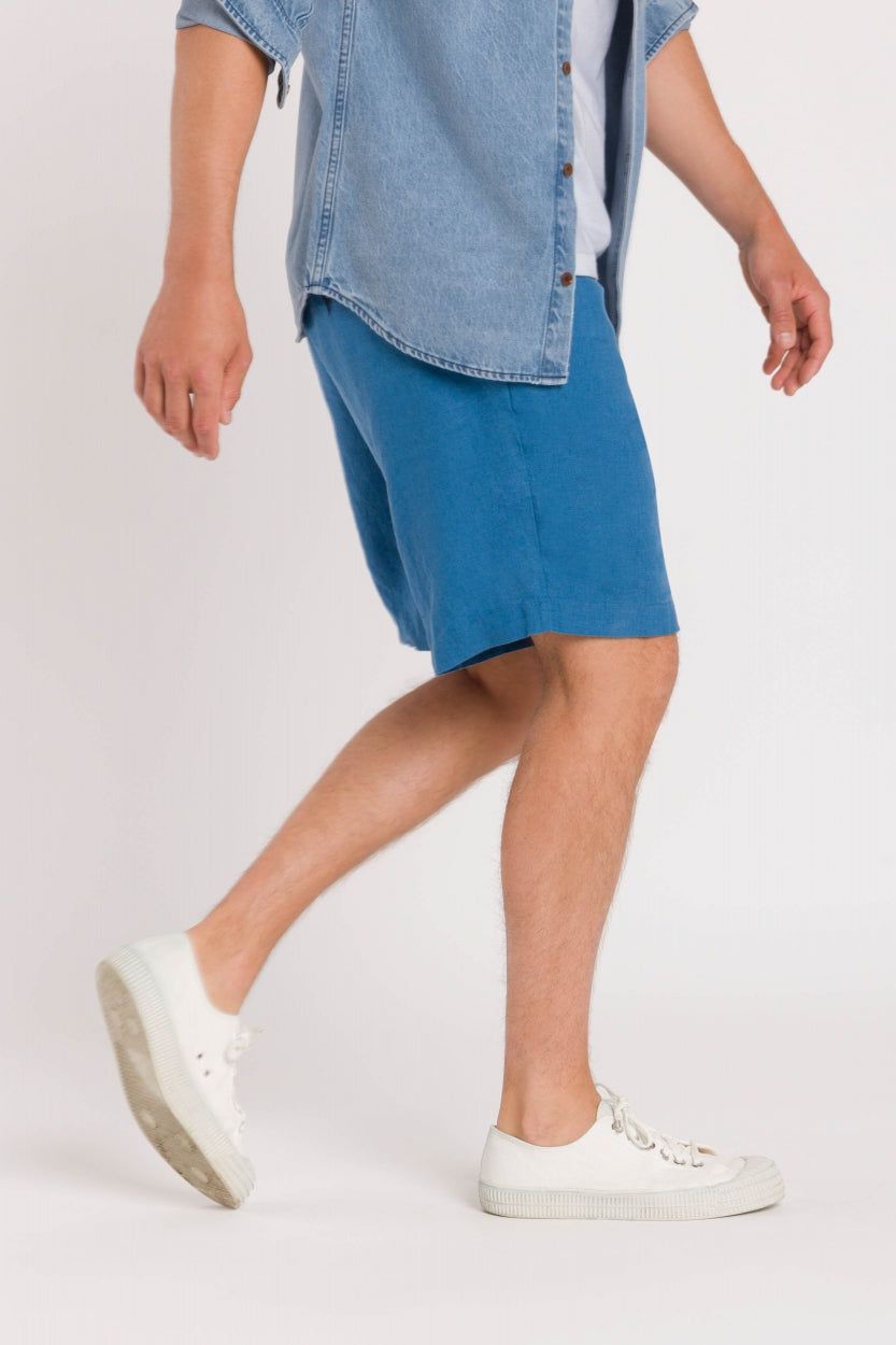 Short en lin | bleu "reagan dark blue", Kings of Indigo, photo 2