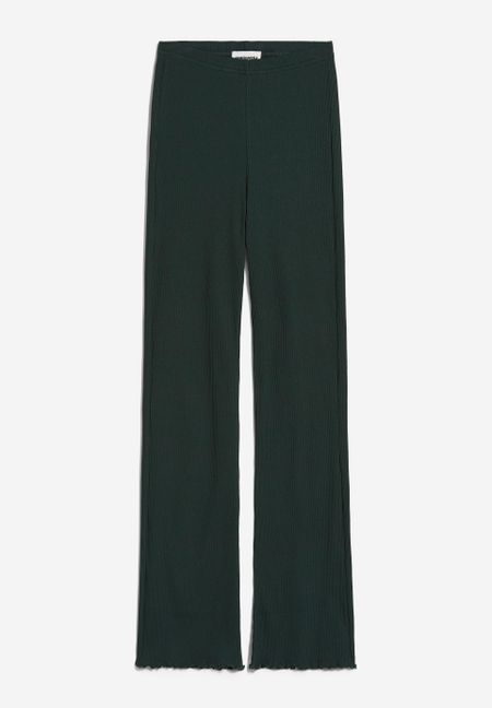 Pantalon flare vert foncé en coton bio - taminaa dark scarab