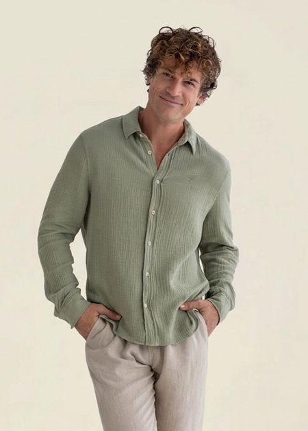 Chemise texturée en coton bio | vert clair "Unyee - light green" - Twothirds