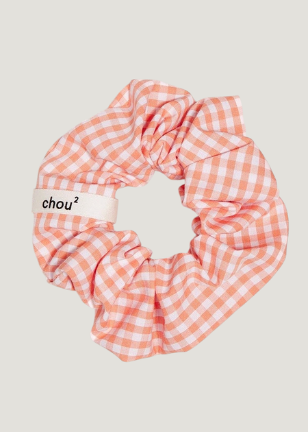 Chouchou en matière upcyclée | vichy orange - Chou²