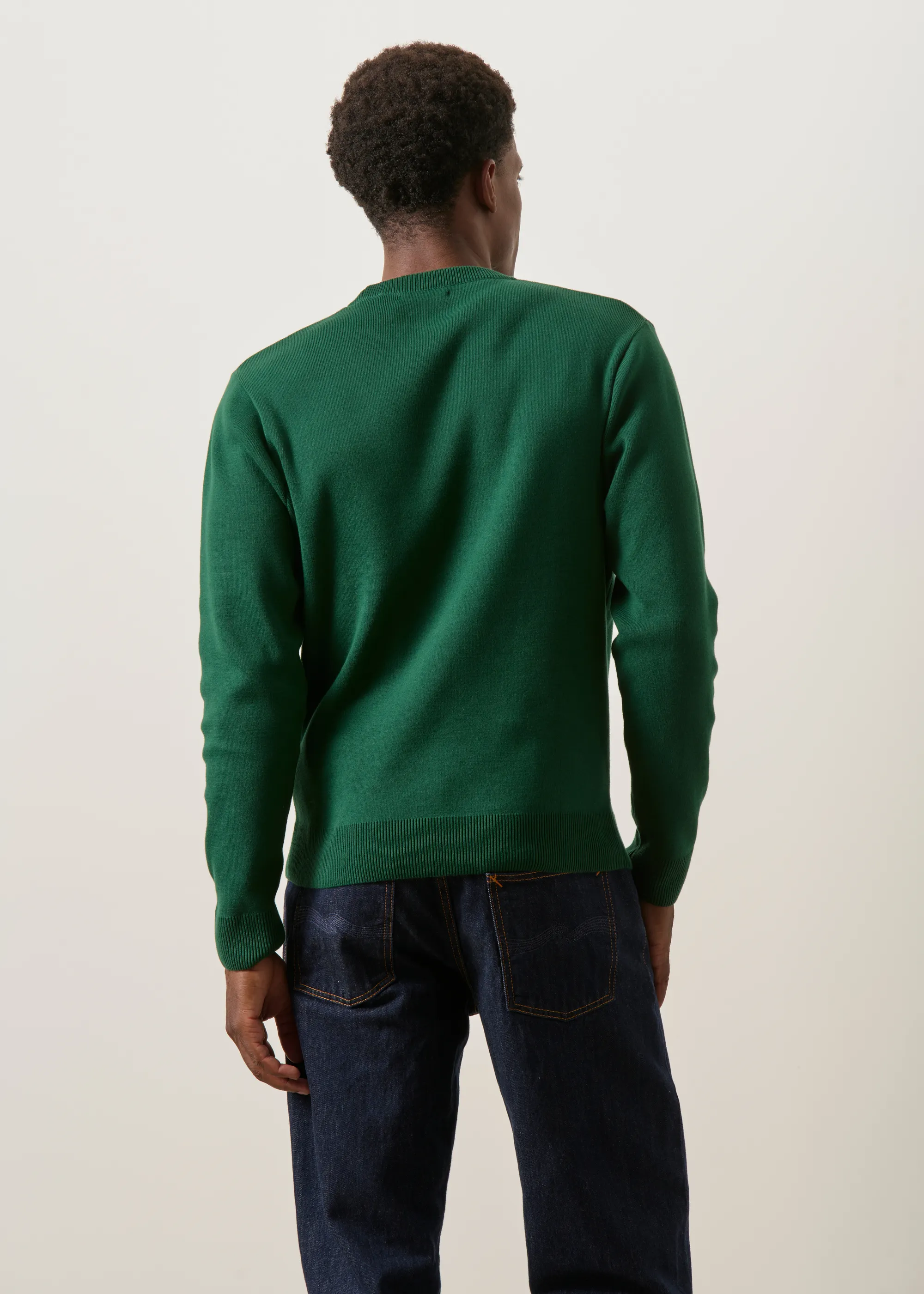 Pull interlock en coton bio |  vert forêt, WeDressFair, photo 4