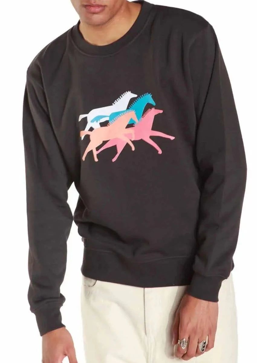 Sweat imprimé en coton bio | noir "mustang noir carbone", Olow, photo 1