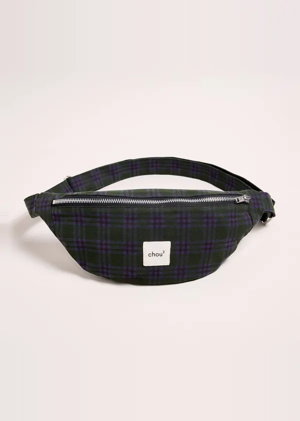 Bauchtasche aus upgecyceltem Material | Tartan Grün & Violett, Chou²