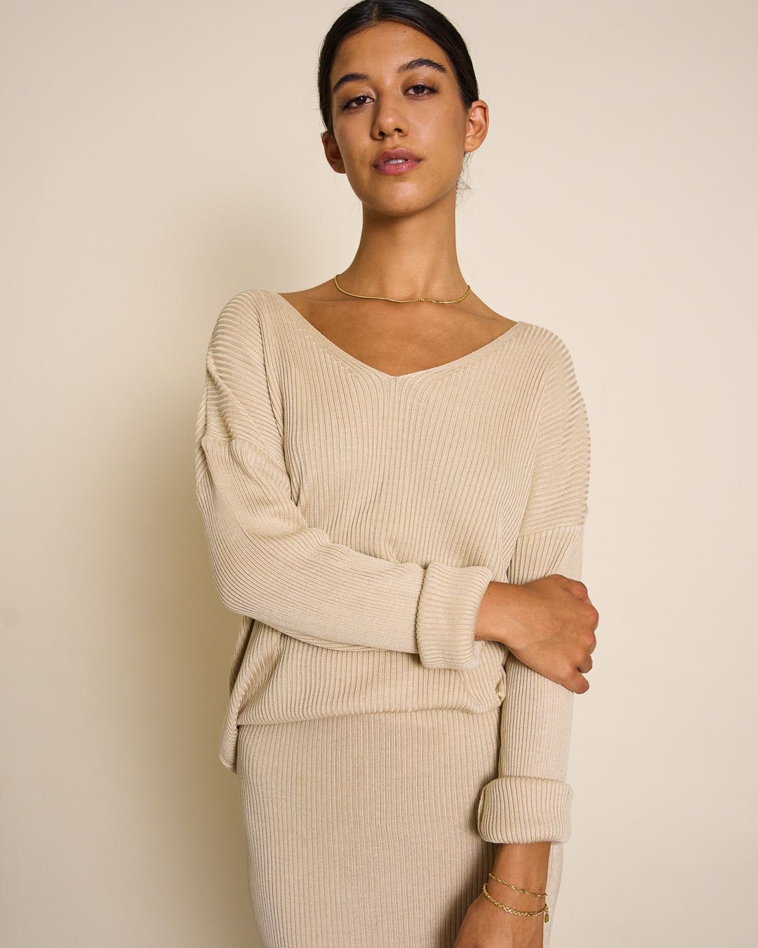 Pull beige en ecovero - lagos ivory, Jan'n June, photo 1