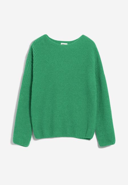 Pull vert pomme maille en coton bio, laine et alpaga - siaana apple neon