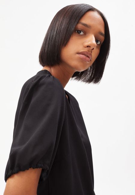 Blouse noire en viscose ecovero - coranaa, Armedangels, photo 4